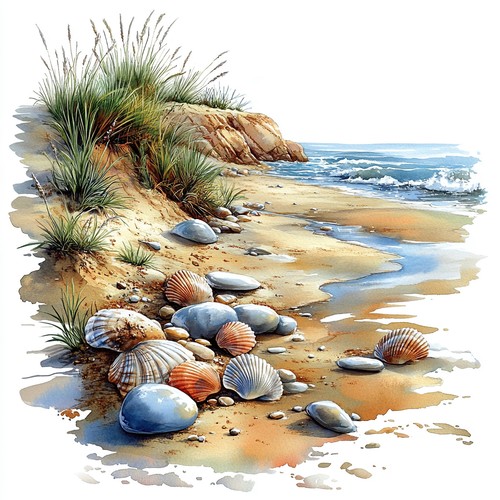 Wandbild strand muscheln - wandbild,