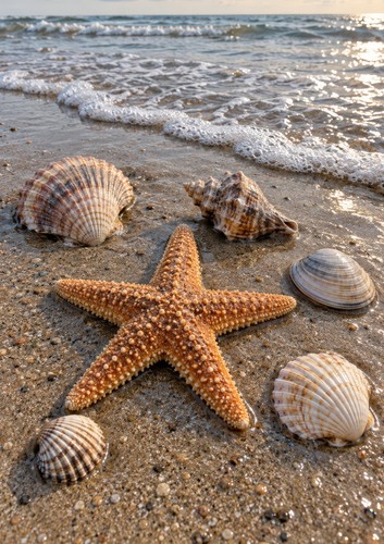 Seestern muscheln wandbild - muscheln,