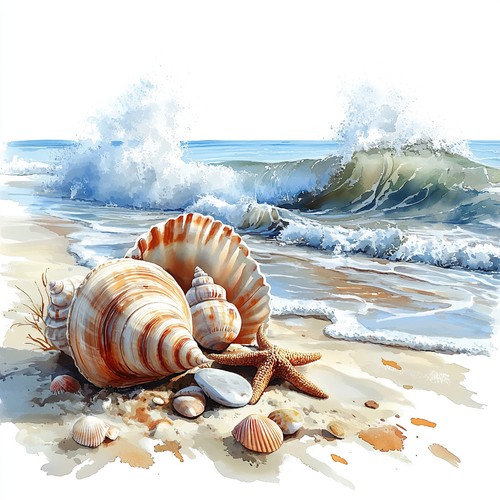 Wandbild strand muscheln - wandbild,